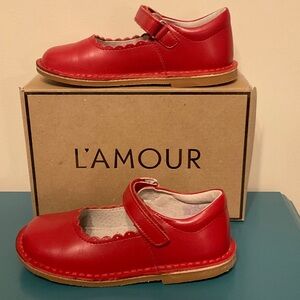 L'Amour Vibrant Red Kids Dress Shoes